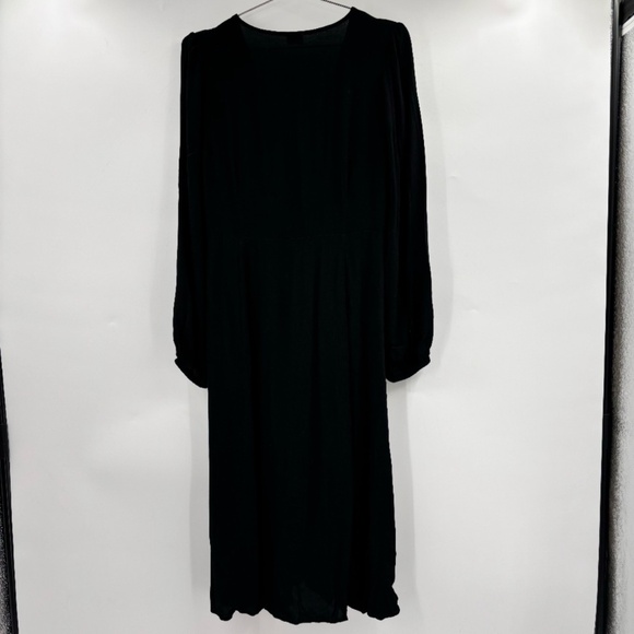 Wilfred Long Sleeve Button Down Midi Dress Black Size Large - Picture 10 of 10